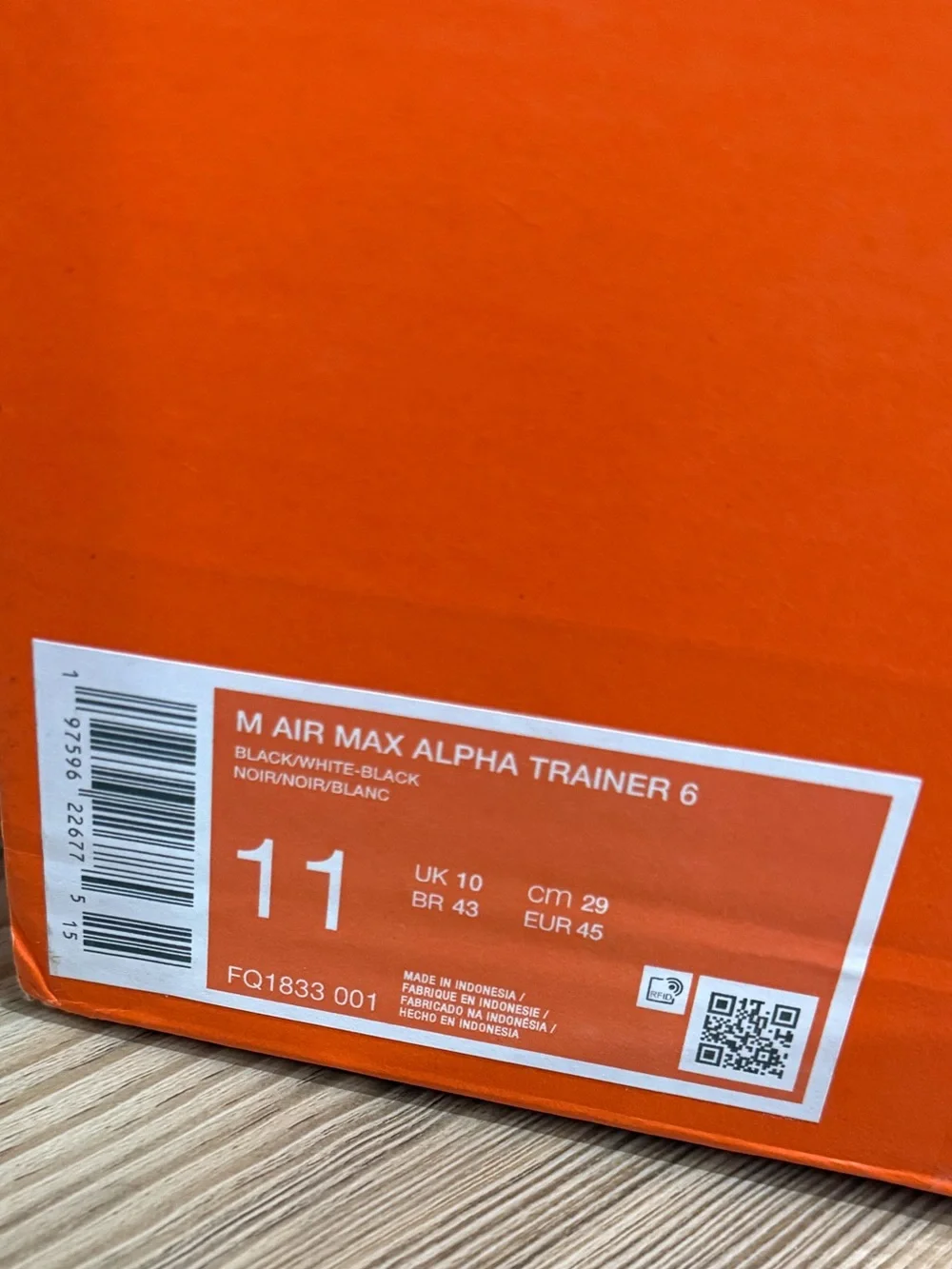 Nike Air Max Alpha Trainer 6 Men's Size 11 Black‎ White Training Gym Shoes New